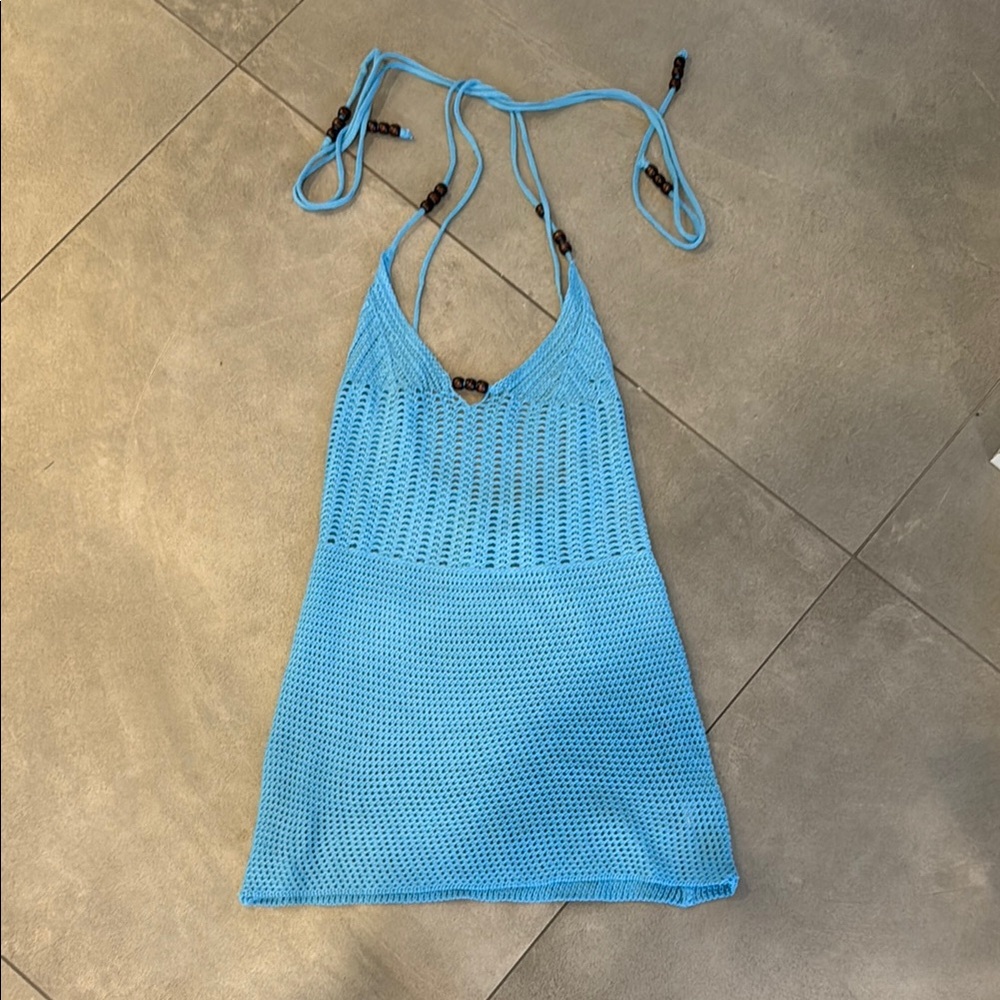 Blue Crochet Swim Cover-Up